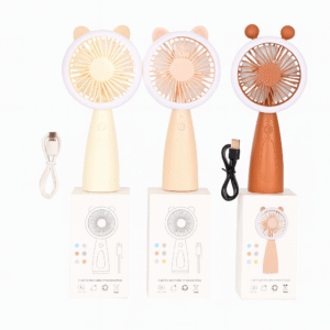 Mini Ventilador Portátil Recargable con Luz LED Diseño Oso