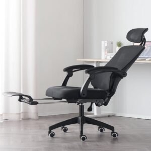 Silla Ergonómica Reclinable con Reposapiés Soporte Lumbar Negro